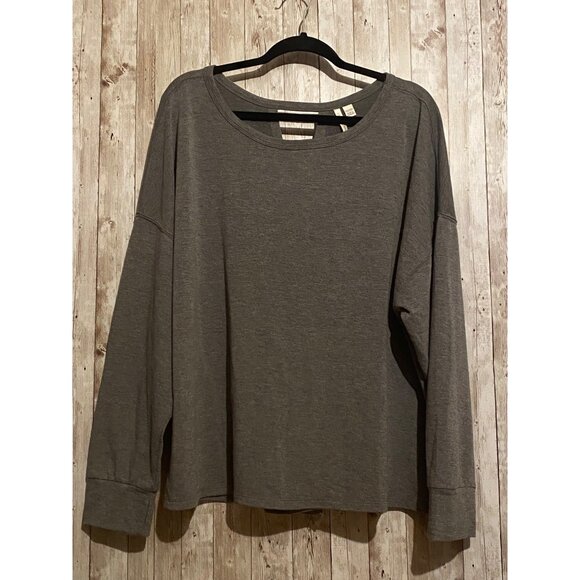 Women's Live Well Active Gray Knot Keyhole Sweatshirt w/ Split back Size 22/24W - Picture 1 of 12